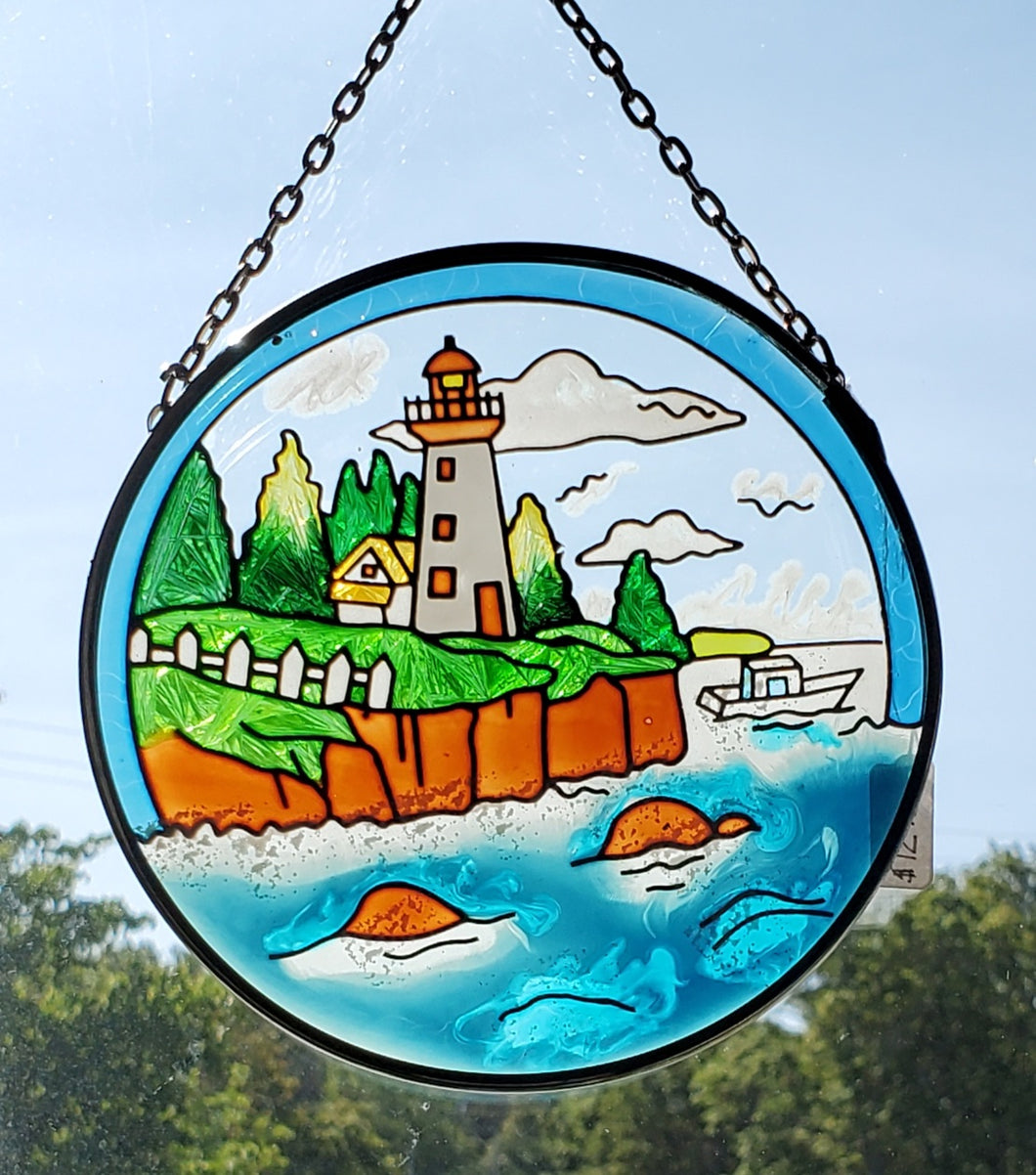 Lighthouse Stained Glass Window Hanging