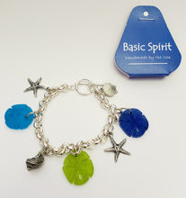 Load image into Gallery viewer, Sea Glass and Pewter Charm Bracelet