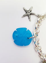 Load image into Gallery viewer, Sea Glass and Pewter Charm Bracelet