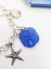 Load image into Gallery viewer, Sea Glass and Pewter Charm Bracelet
